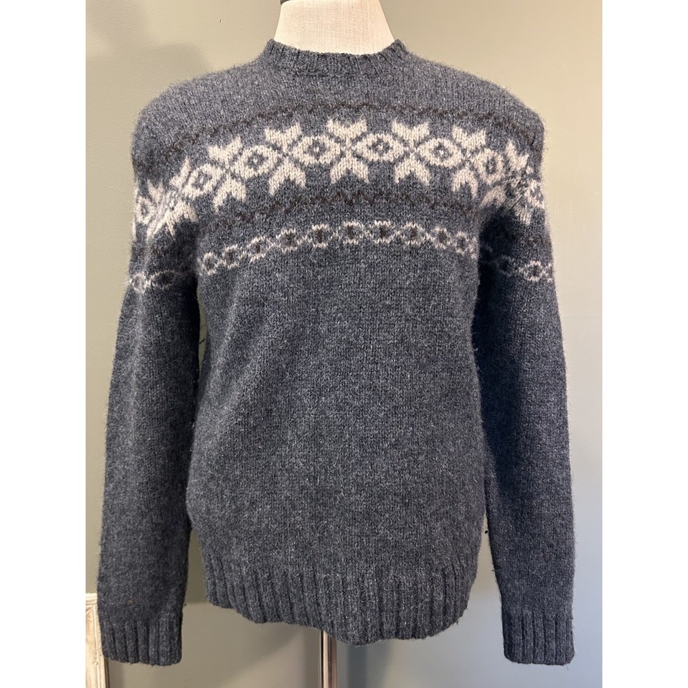 Vtg Abercrombie & Fitch Sweater Sz XL Nordic Fair Isle Wool Muscle Fit Gray